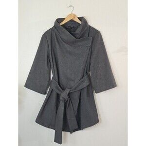 Isabella Oliver Maternity Belted Wrap Coat Size Small Gray Wool Blend Jacket